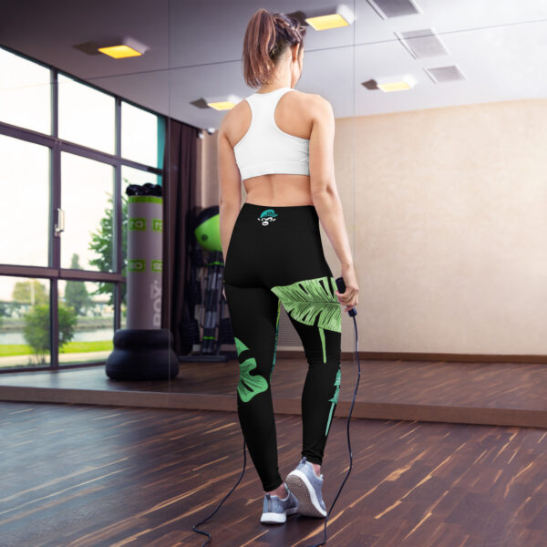 Yoga-Leggings Green Flower black