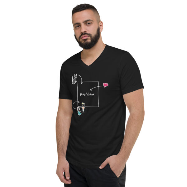 Personalisierbares Unisex-T-Shirt mit V-Ausschnitt schwarz