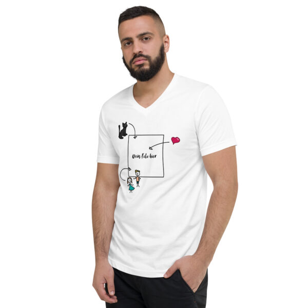 Personalisierbares Unisex-T-Shirt mit V-Ausschnitt weiß