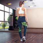 yoga leggings green flower navy