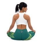 yoga leggings green flower aqua