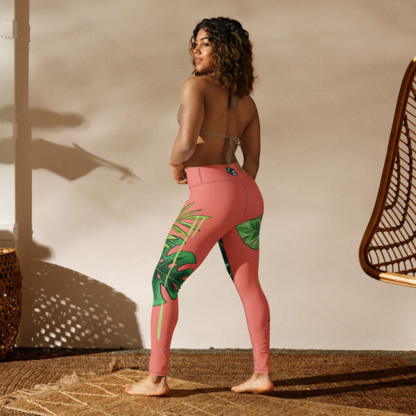 Yoga-Leggings Green flower peach